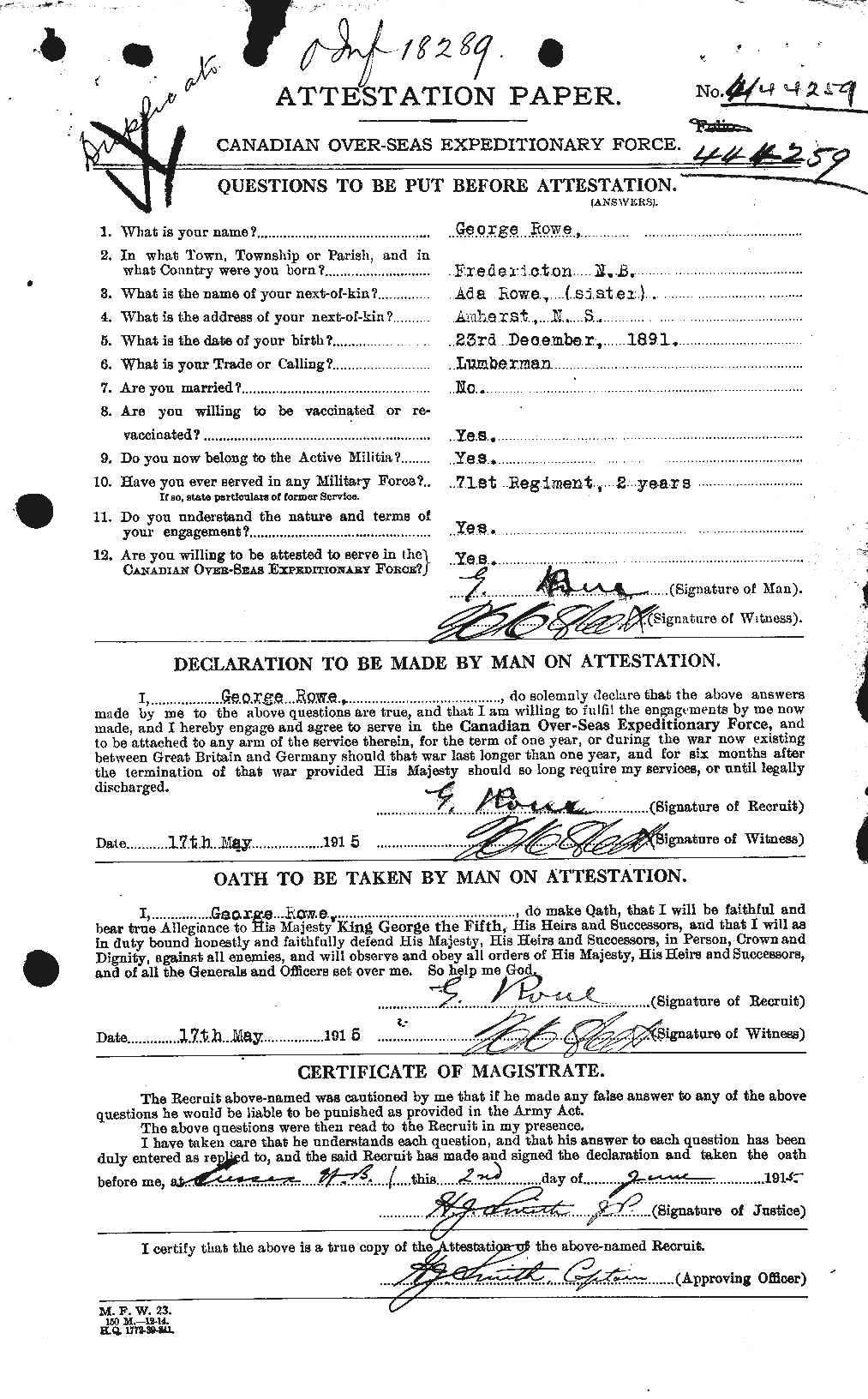 Personnel Records of the First World War - CEF 615874a