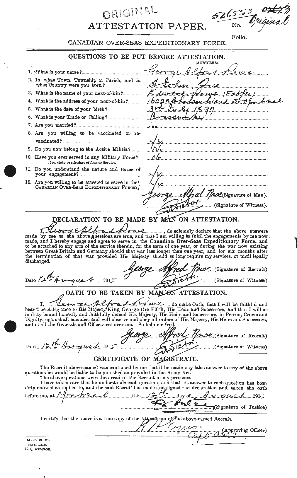 Personnel Records of the First World War - CEF 615878a