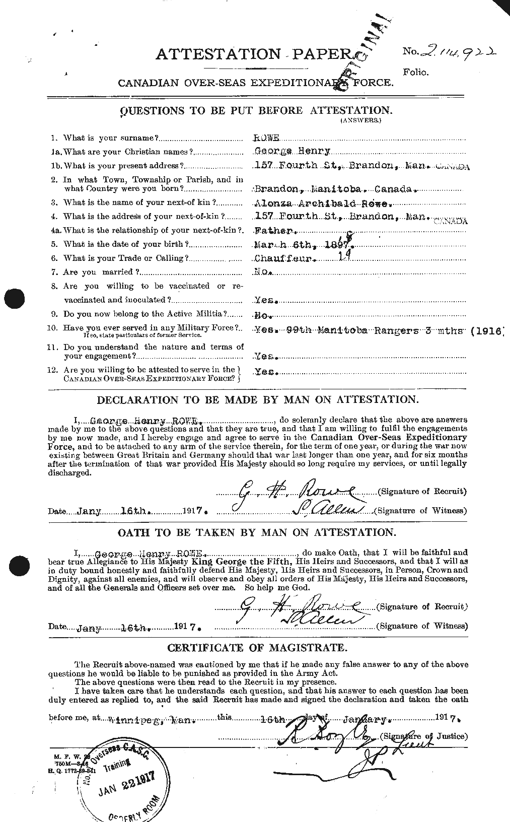 Personnel Records of the First World War - CEF 615880a