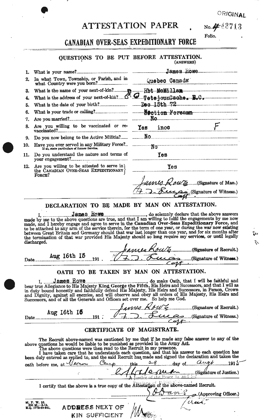 Personnel Records of the First World War - CEF 615906a