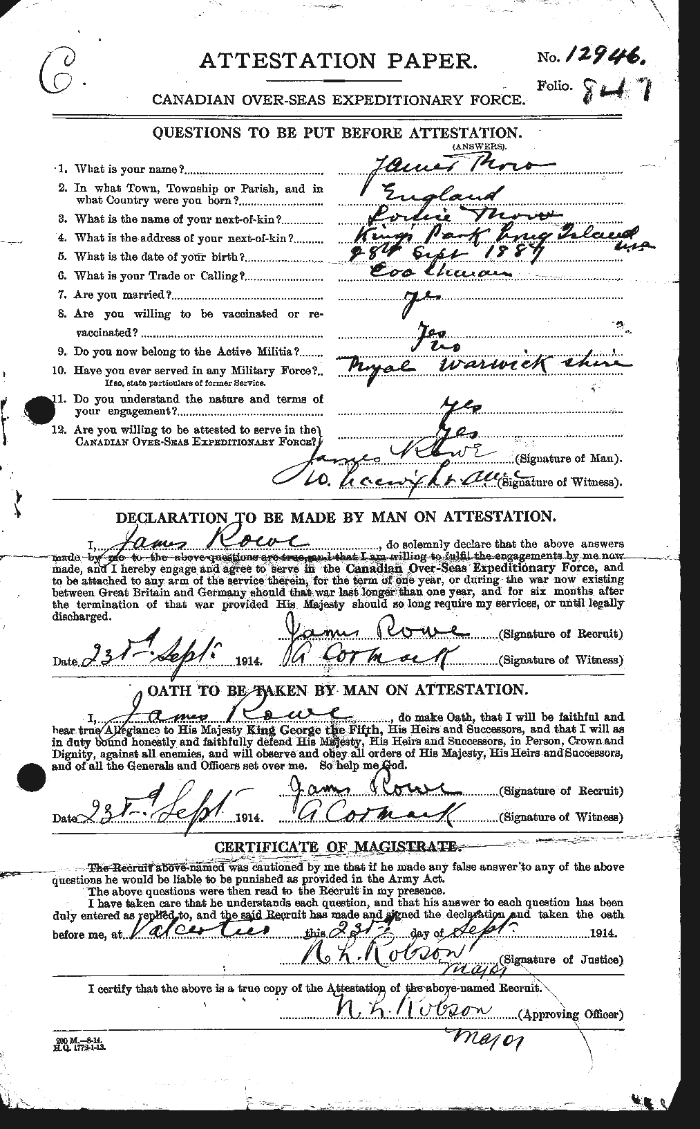 Personnel Records of the First World War - CEF 615909a