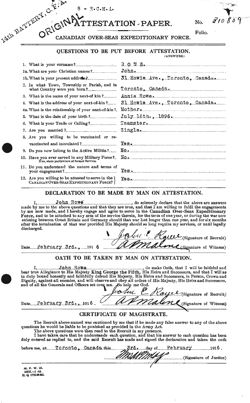 Personnel Records of the First World War - CEF 615922a