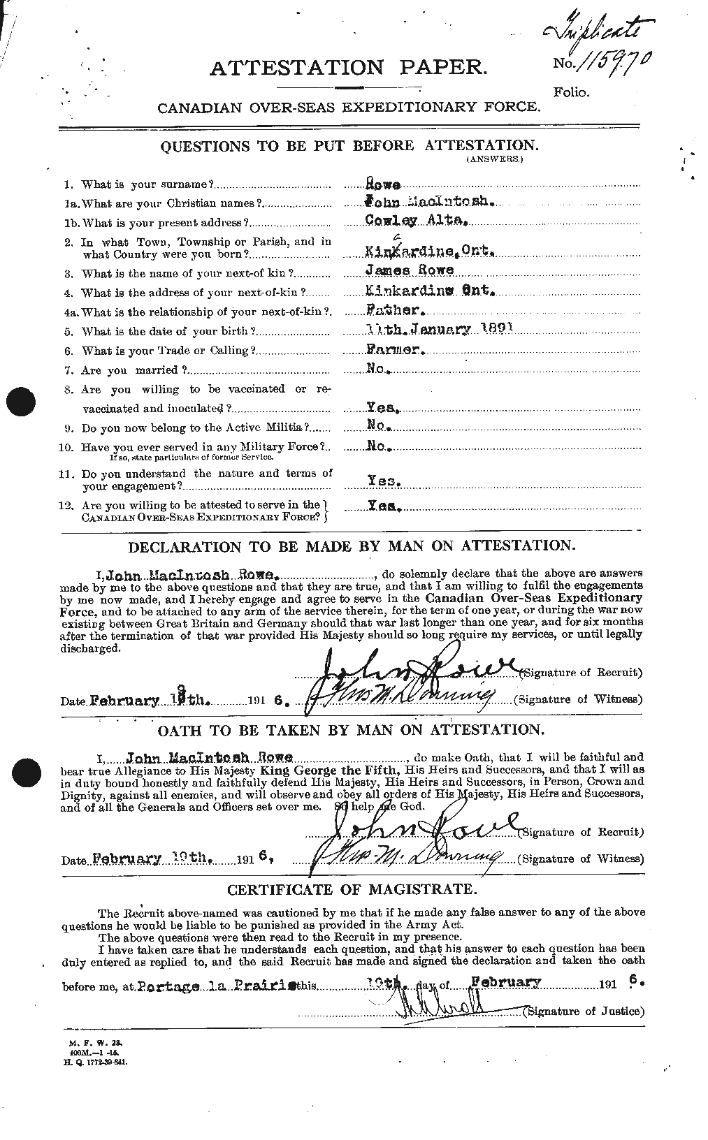Personnel Records of the First World War - CEF 615931a