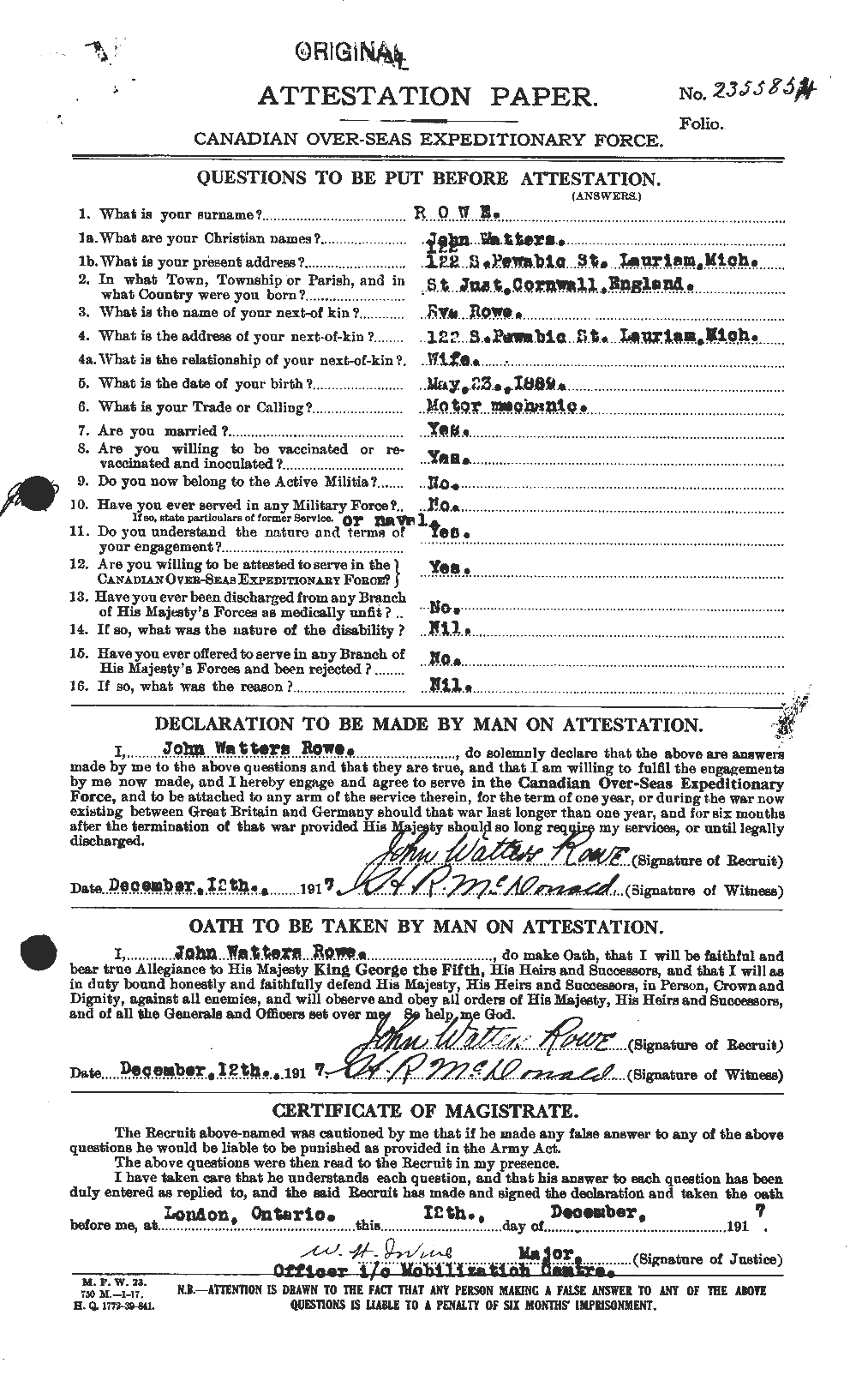 Personnel Records of the First World War - CEF 615936a