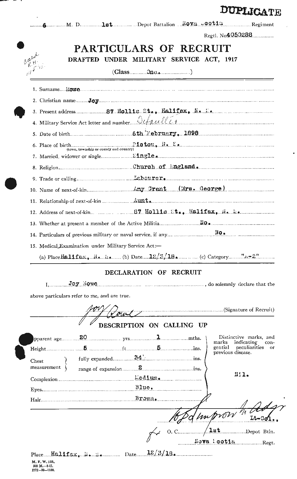 Personnel Records of the First World War - CEF 615941a