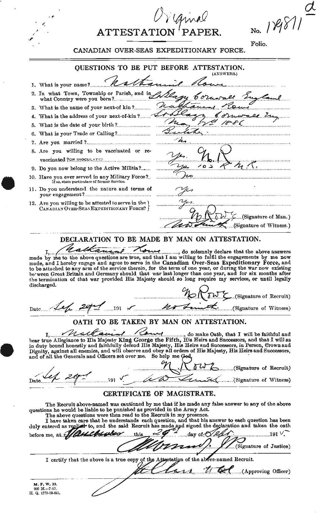 Personnel Records of the First World War - CEF 615953a