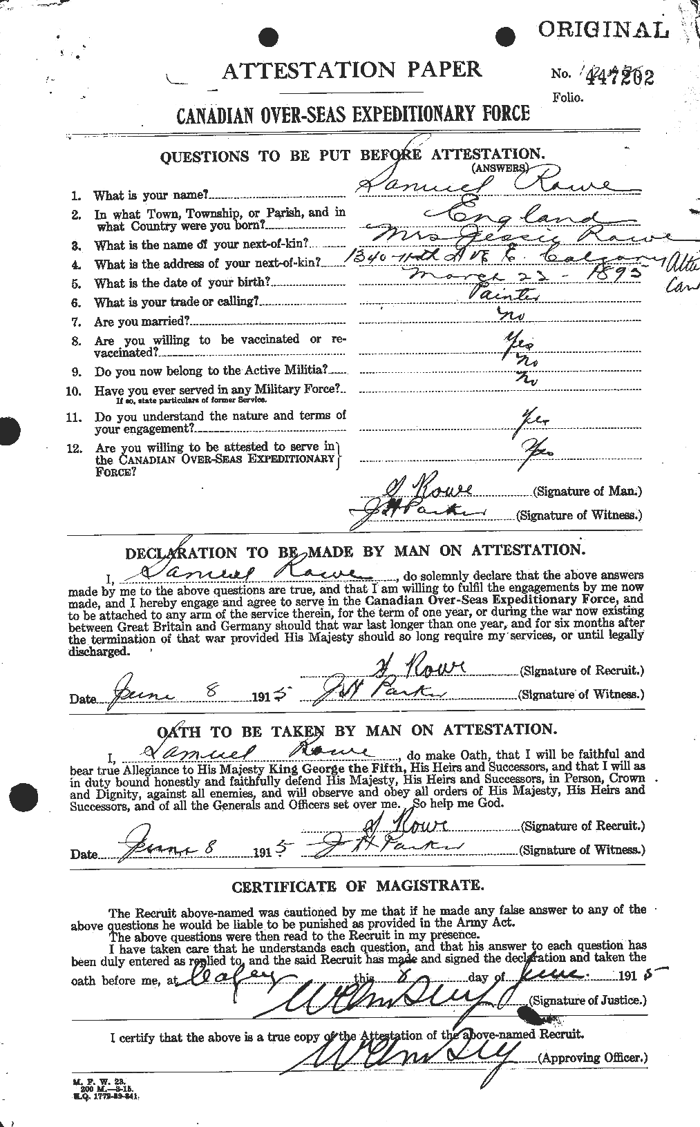 Personnel Records of the First World War - CEF 615981a