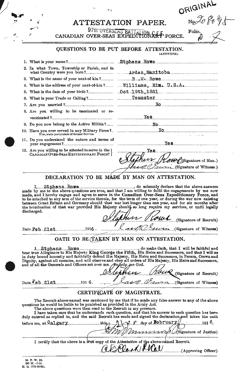 Personnel Records of the First World War - CEF 615994a