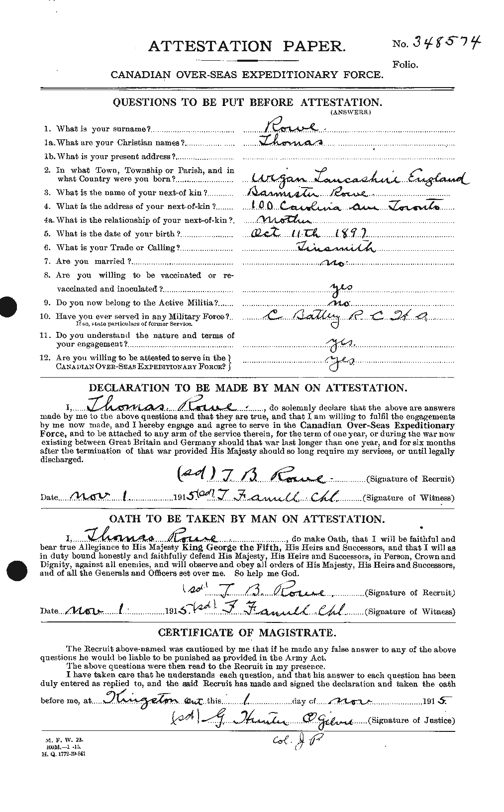 Personnel Records of the First World War - CEF 615999a