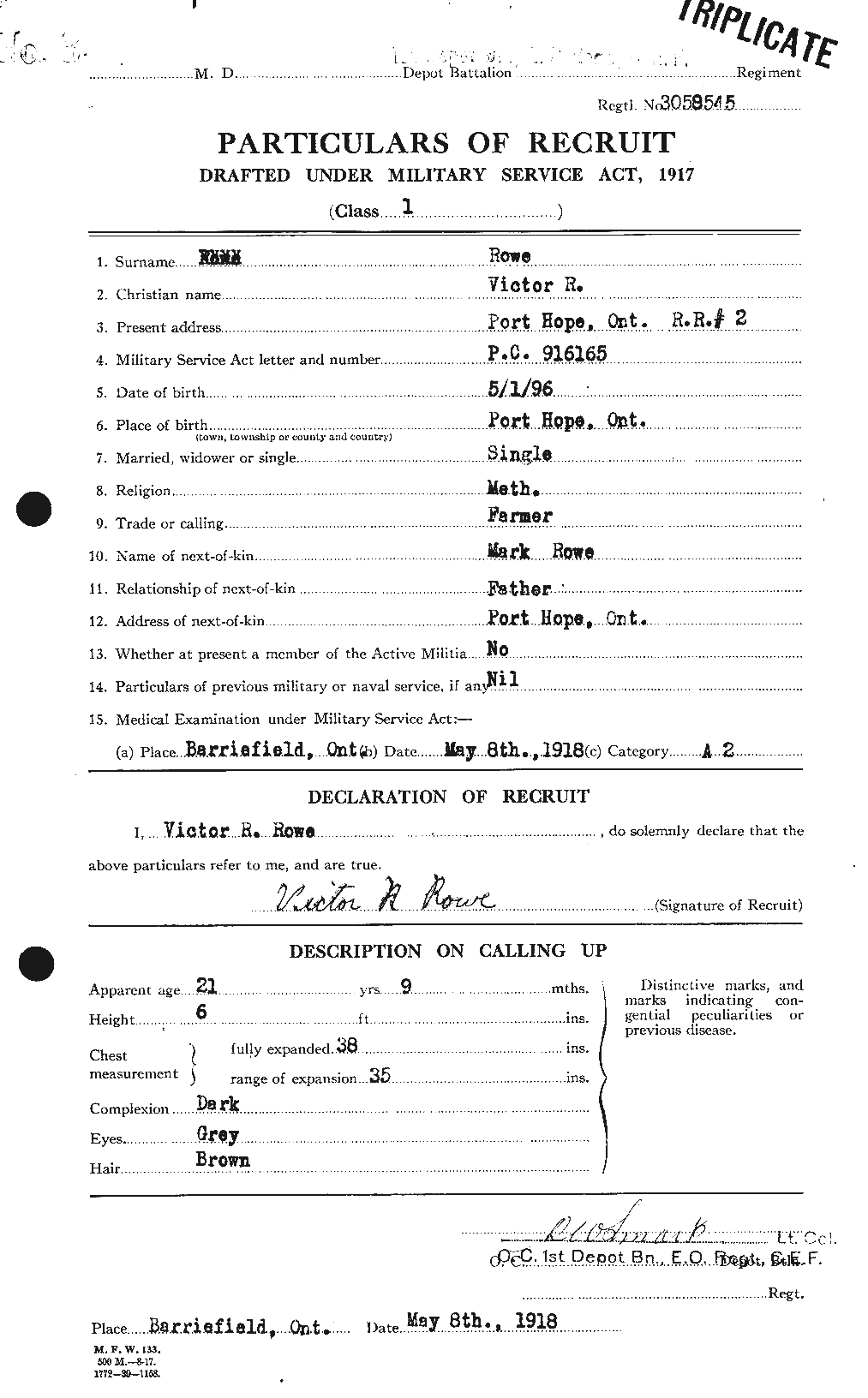 Personnel Records of the First World War - CEF 616009a