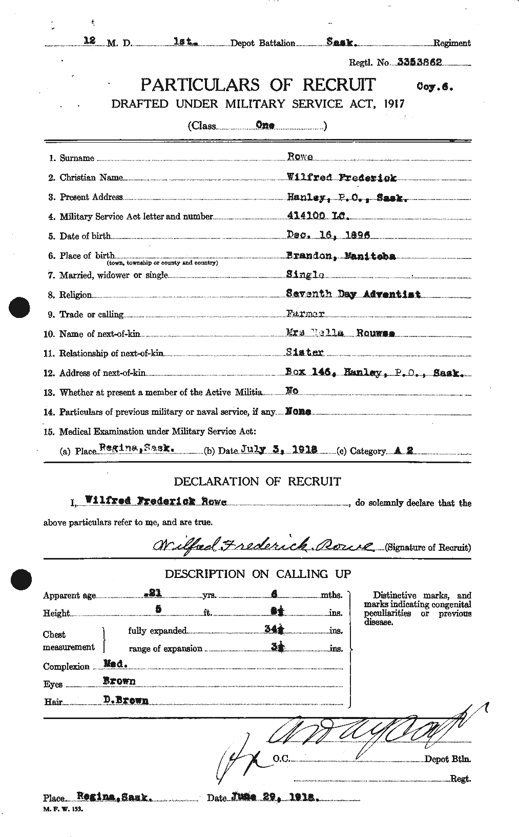 Personnel Records of the First World War - CEF 616014a