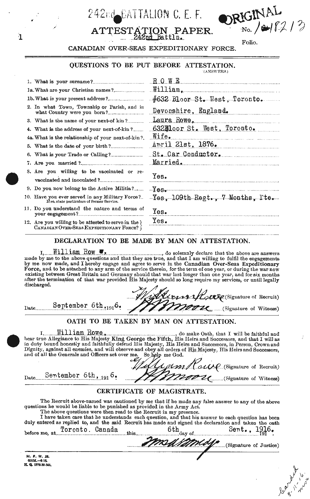 Personnel Records of the First World War - CEF 616018a