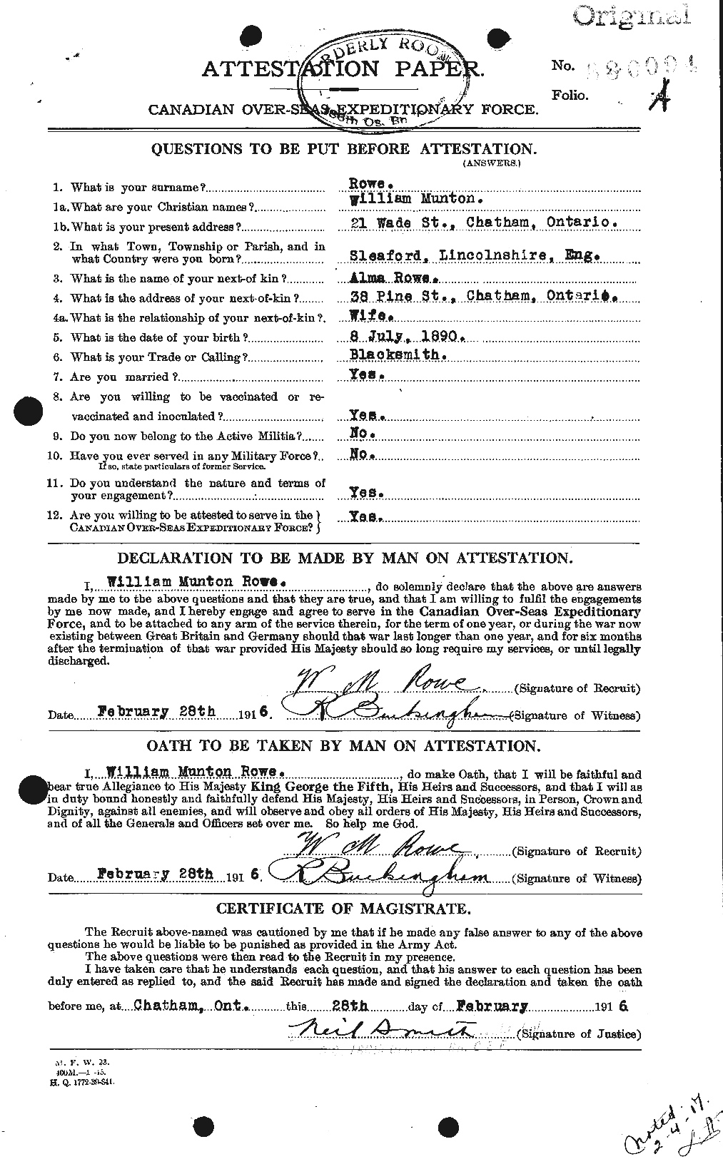 Personnel Records of the First World War - CEF 616040a