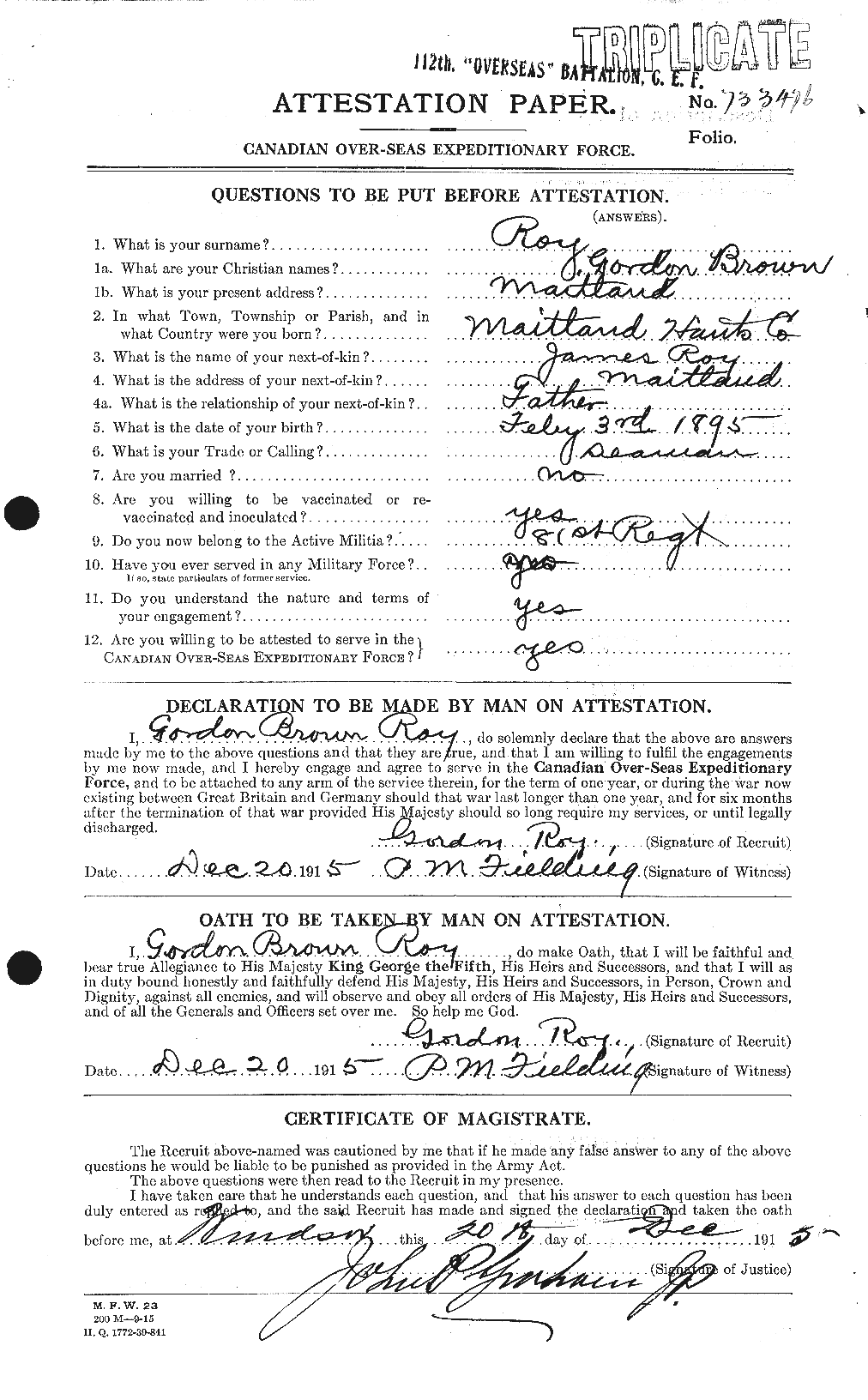 Personnel Records of the First World War - CEF 616669a