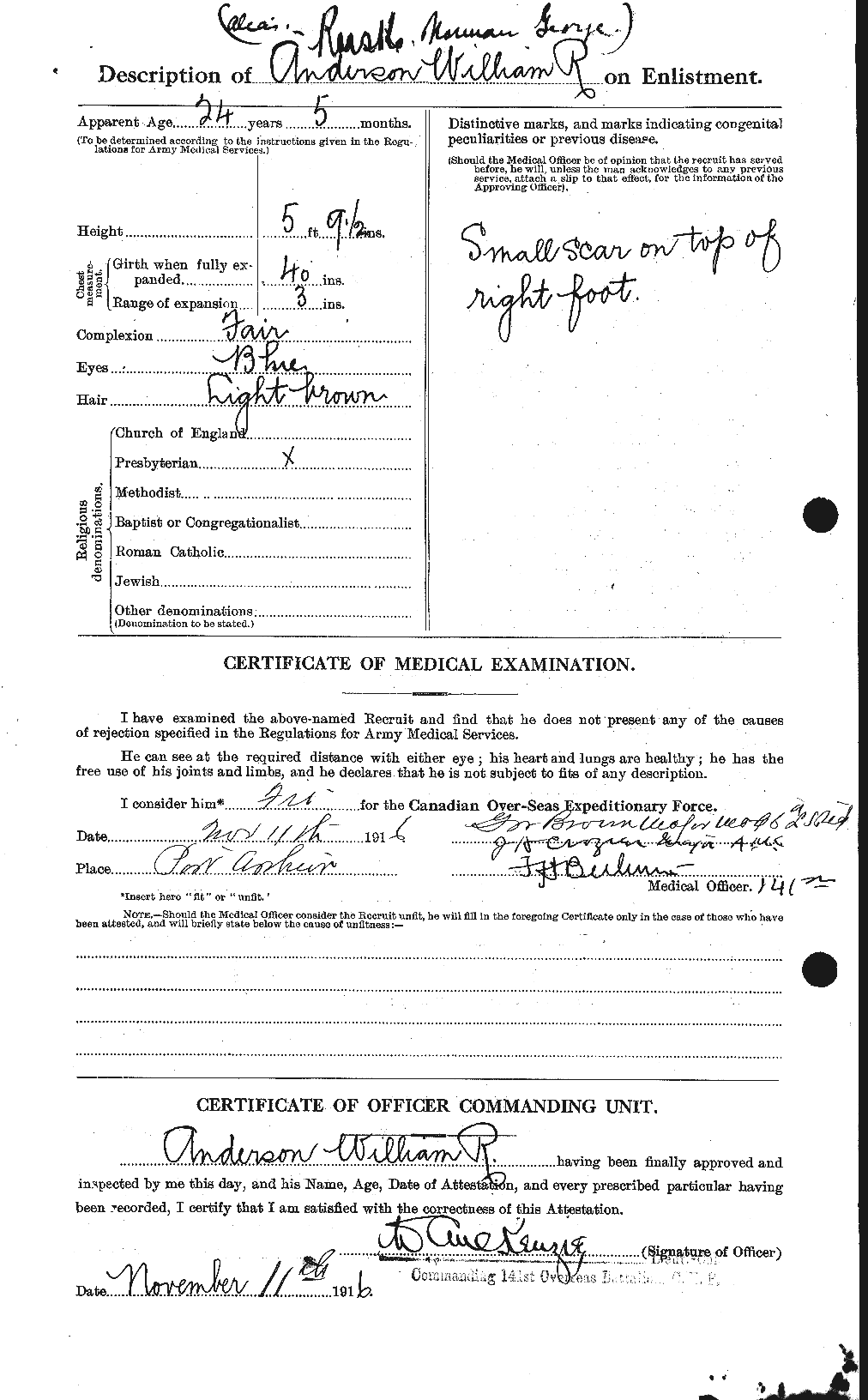 Dossiers du Personnel de la Première Guerre mondiale - CEC 616878b