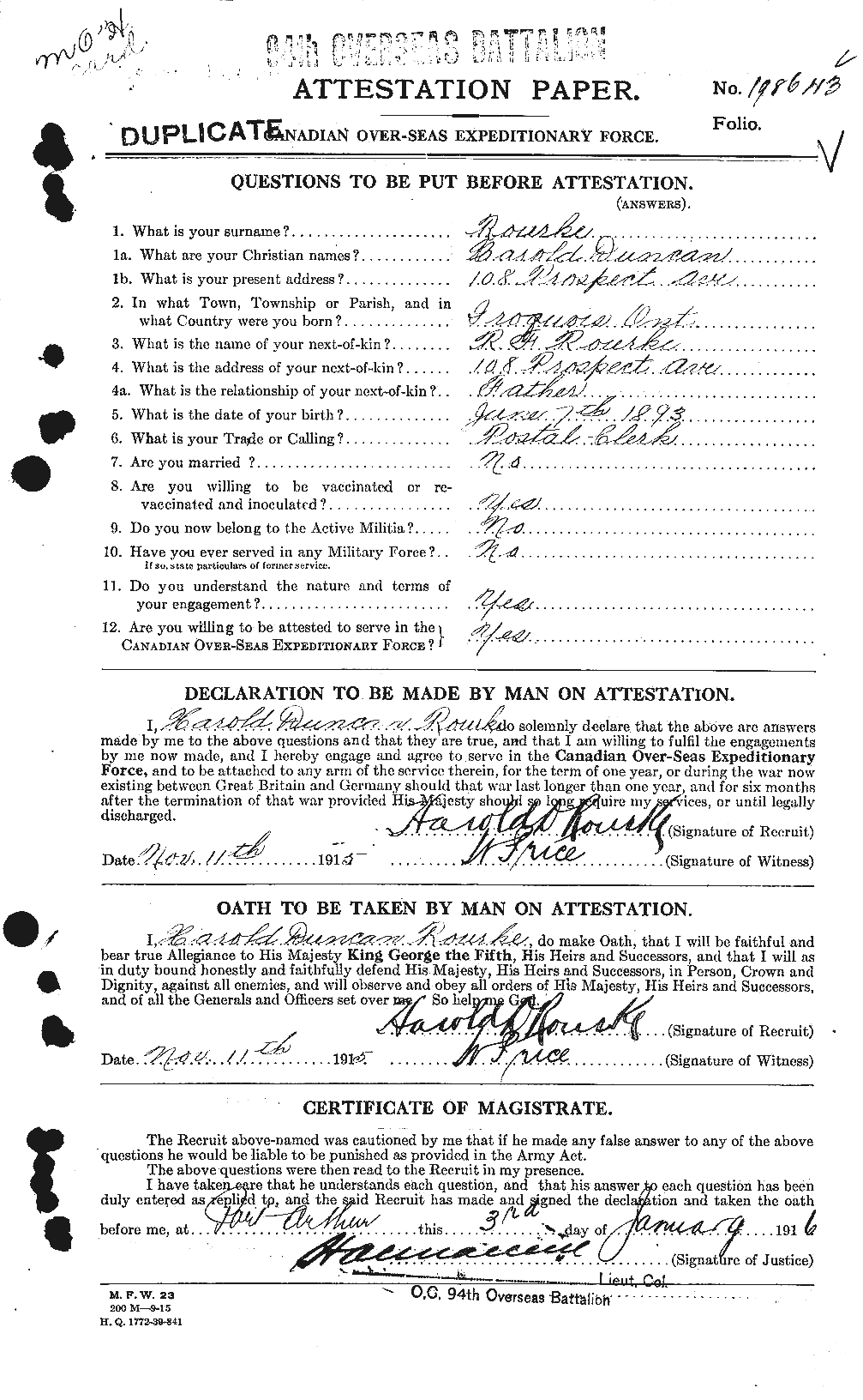 Personnel Records of the First World War - CEF 617520a