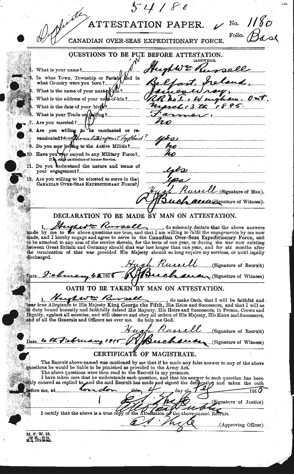 Personnel Records of the First World War - CEF 619015a
