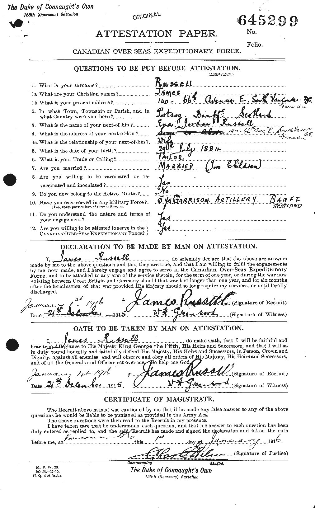 Personnel Records of the First World War - CEF 619045a