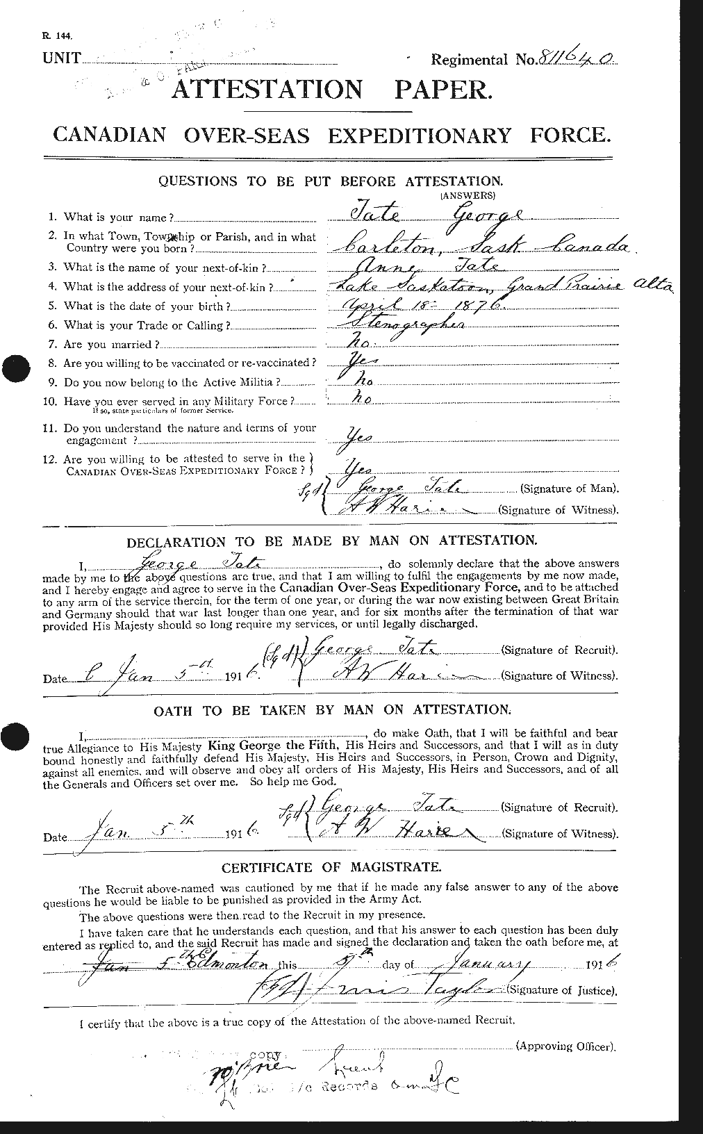 Personnel Records of the First World War - CEF 620067a