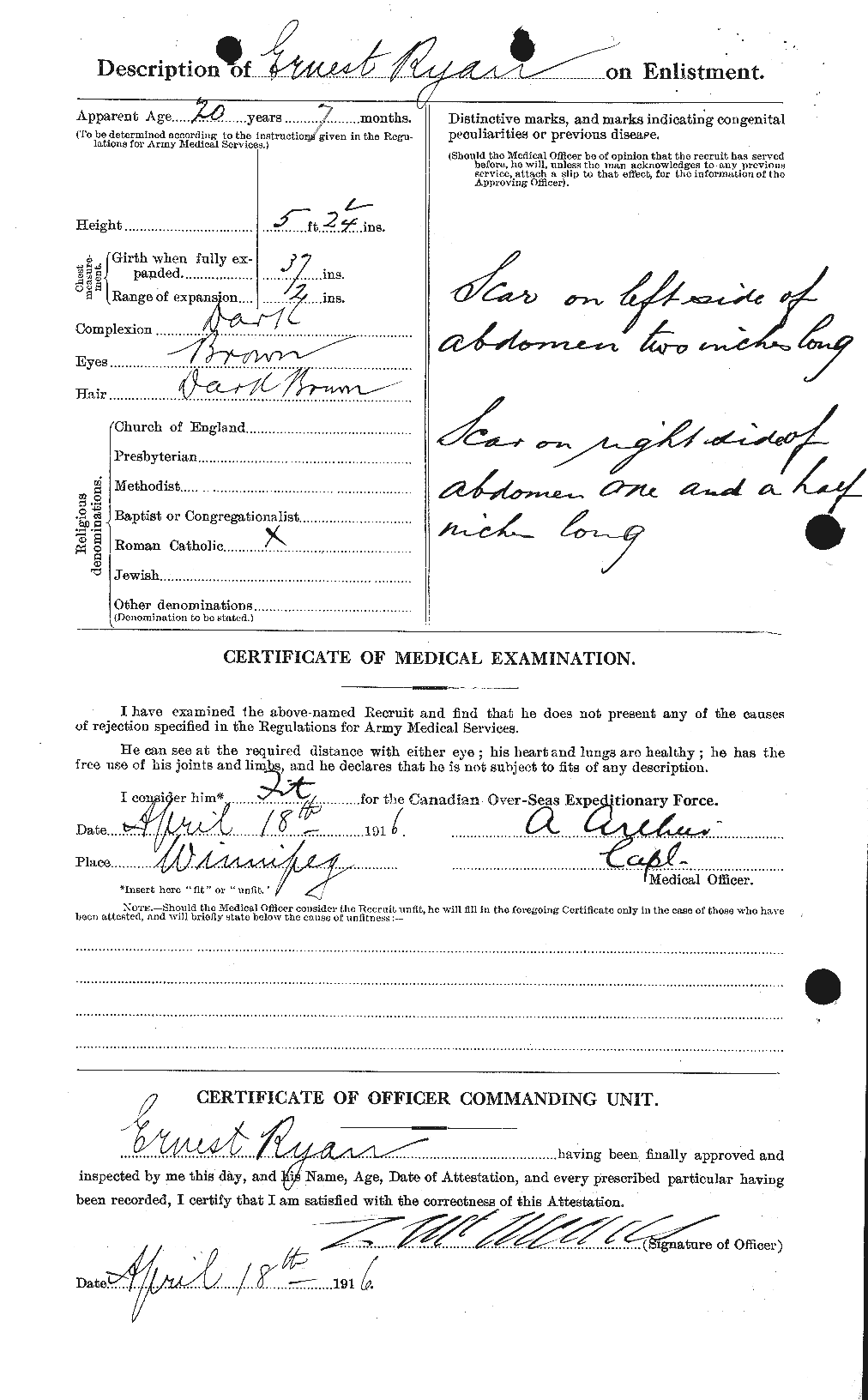 Dossiers du Personnel de la Première Guerre mondiale - CEC 620216b