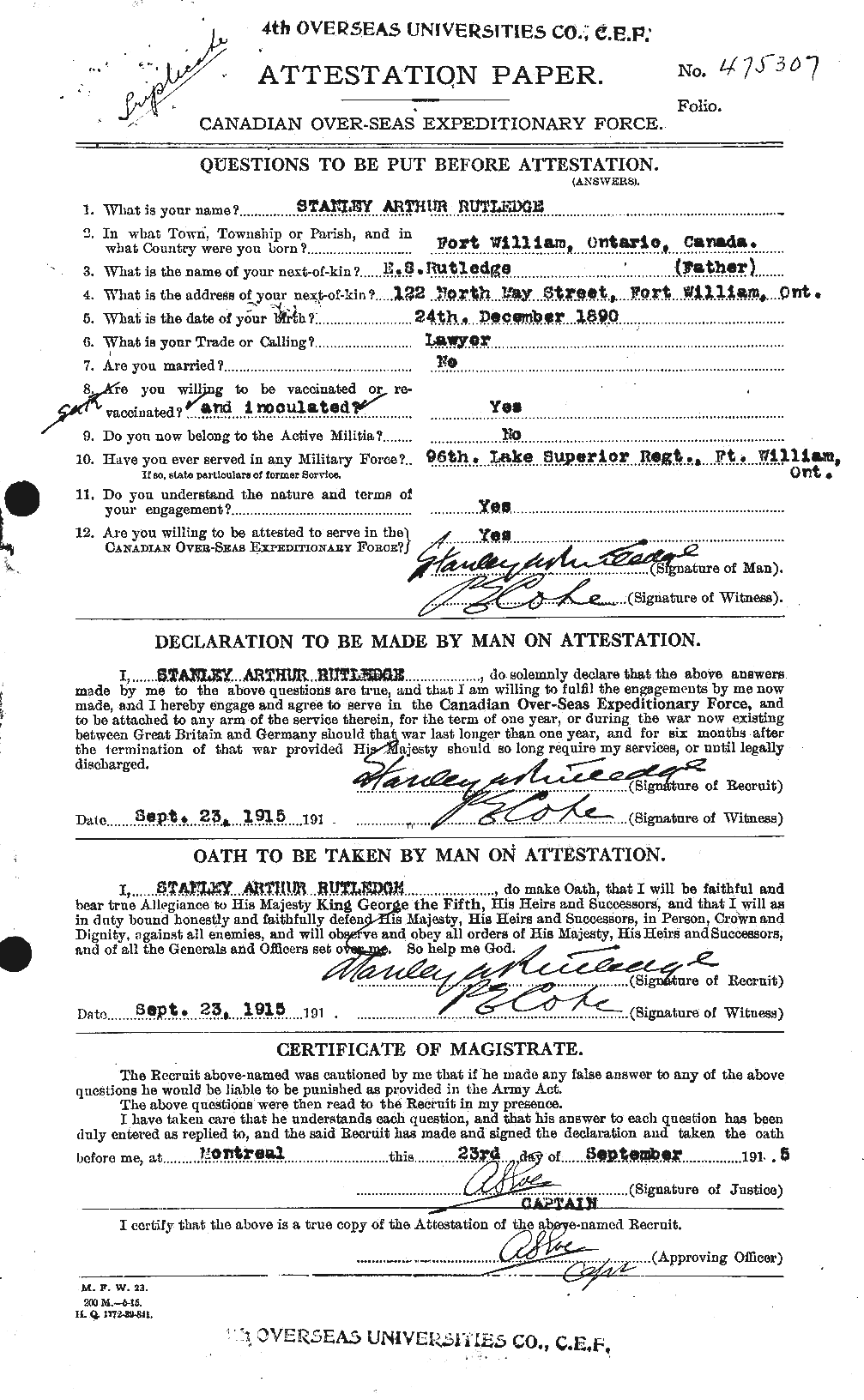 Personnel Records of the First World War - CEF 620813a