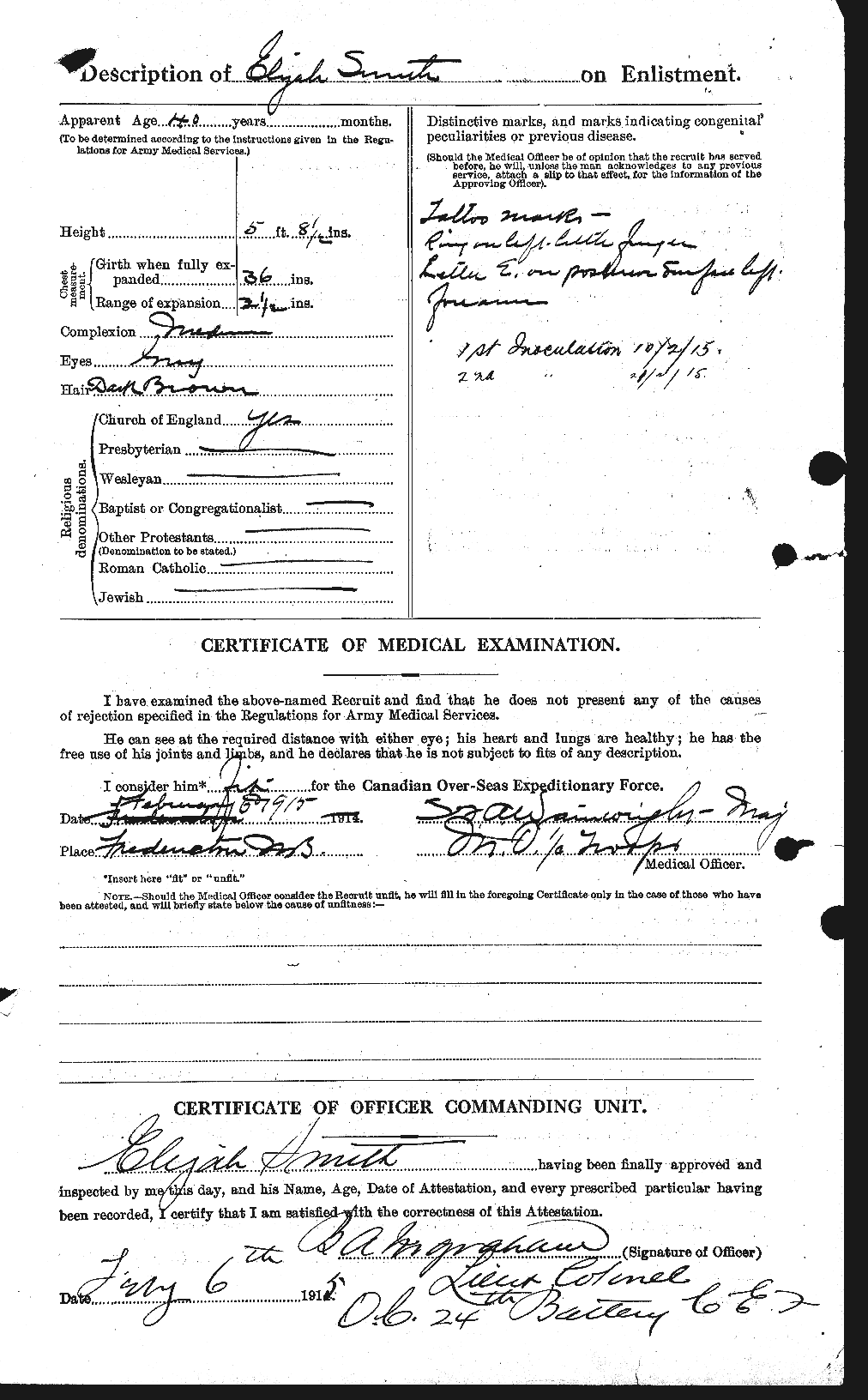 Dossiers du Personnel de la Première Guerre mondiale - CEC 621091b