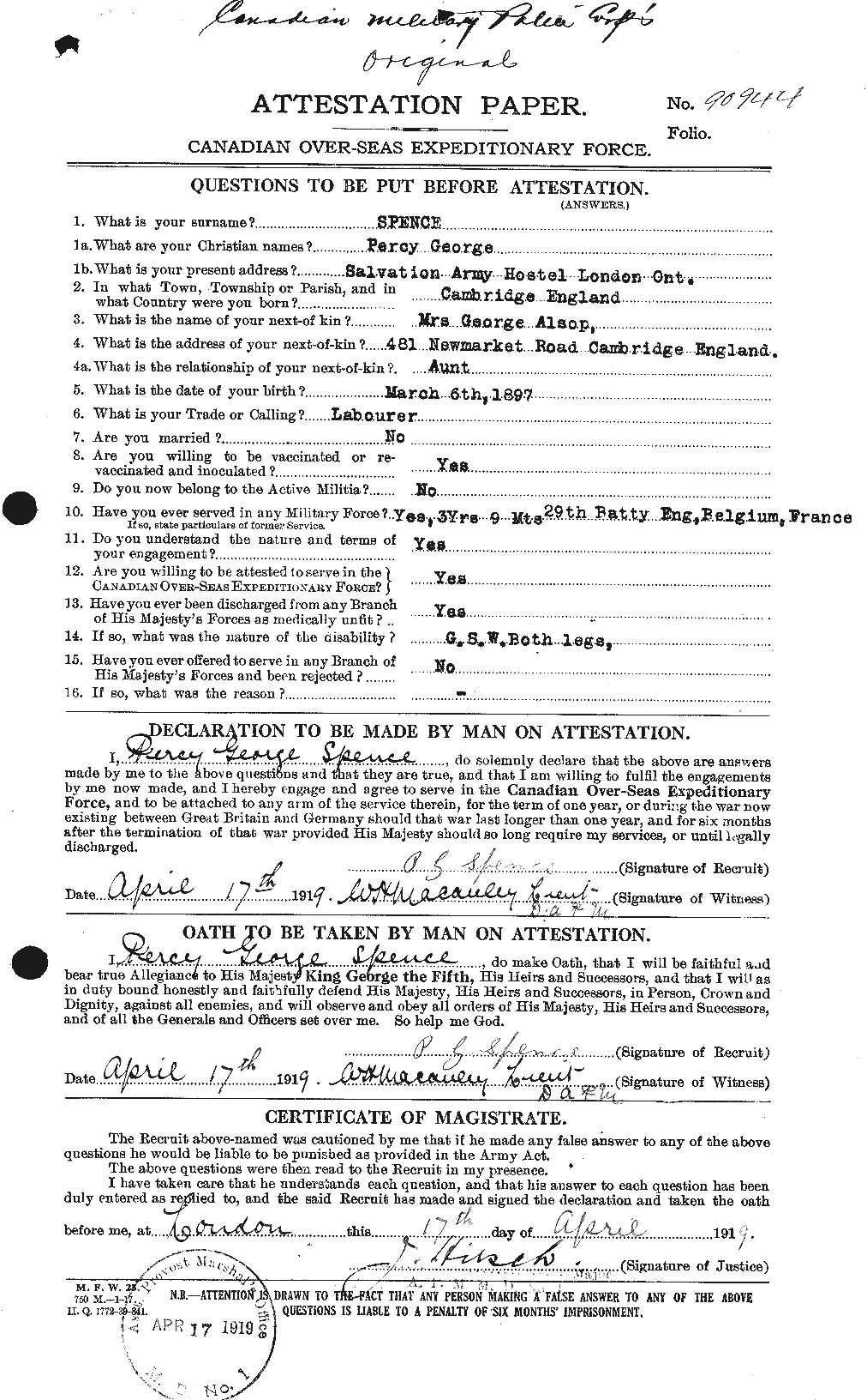 Personnel Records of the First World War - CEF 621404a