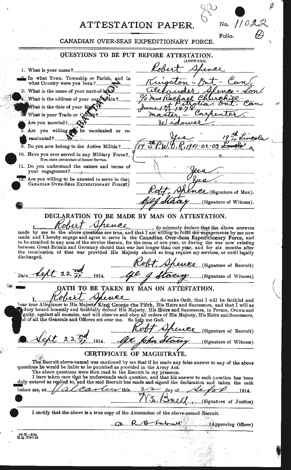 Personnel Records of the First World War - CEF 621411a