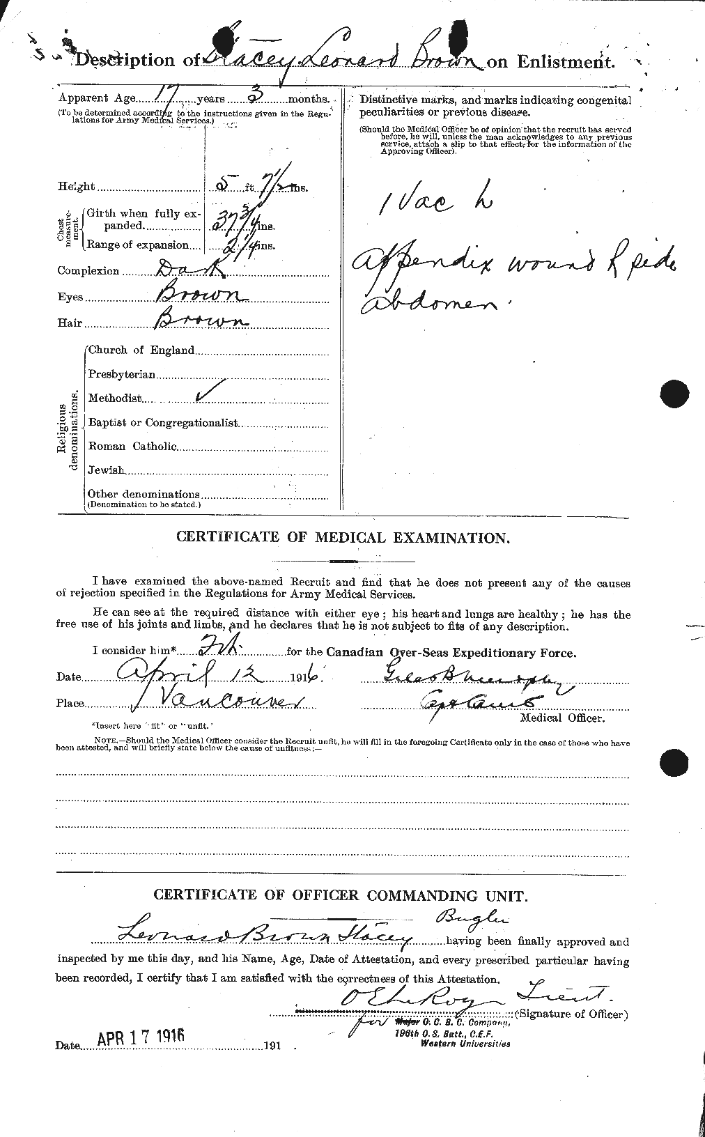 Dossiers du Personnel de la Première Guerre mondiale - CEC 621500b