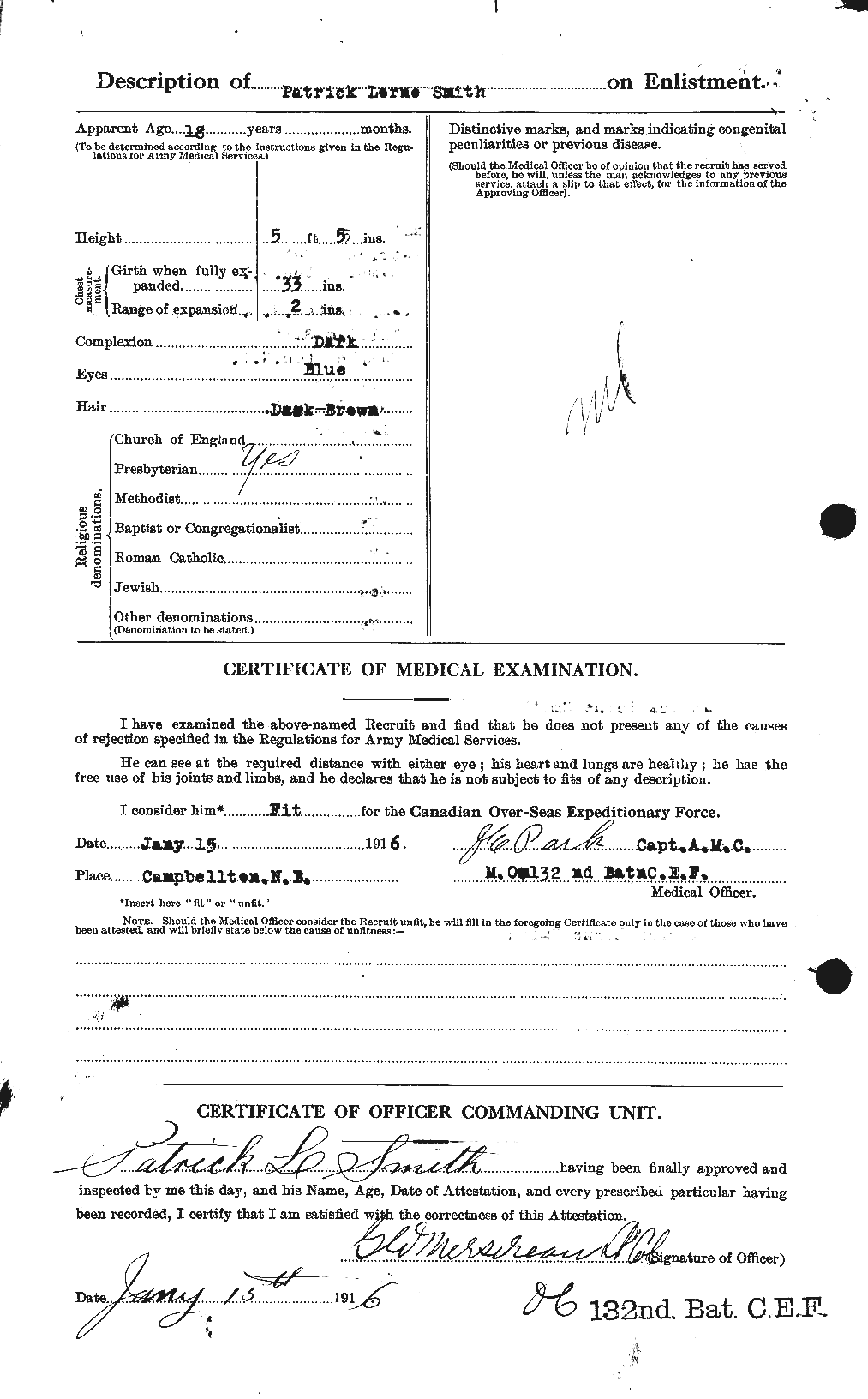 Dossiers du Personnel de la Première Guerre mondiale - CEC 622136b