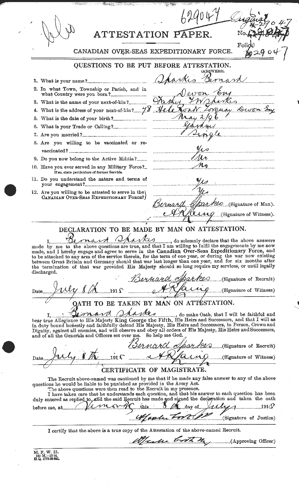 Personnel Records of the First World War - CEF 622271a
