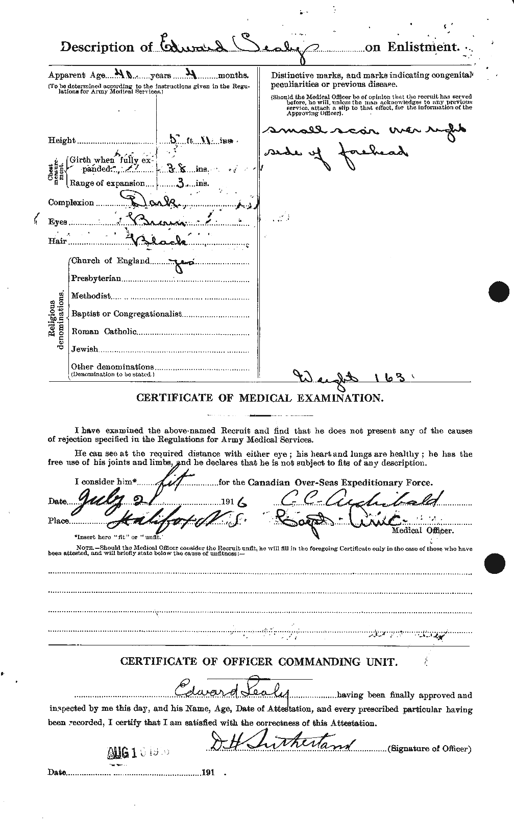 Dossiers du Personnel de la Première Guerre mondiale - CEC 622392b