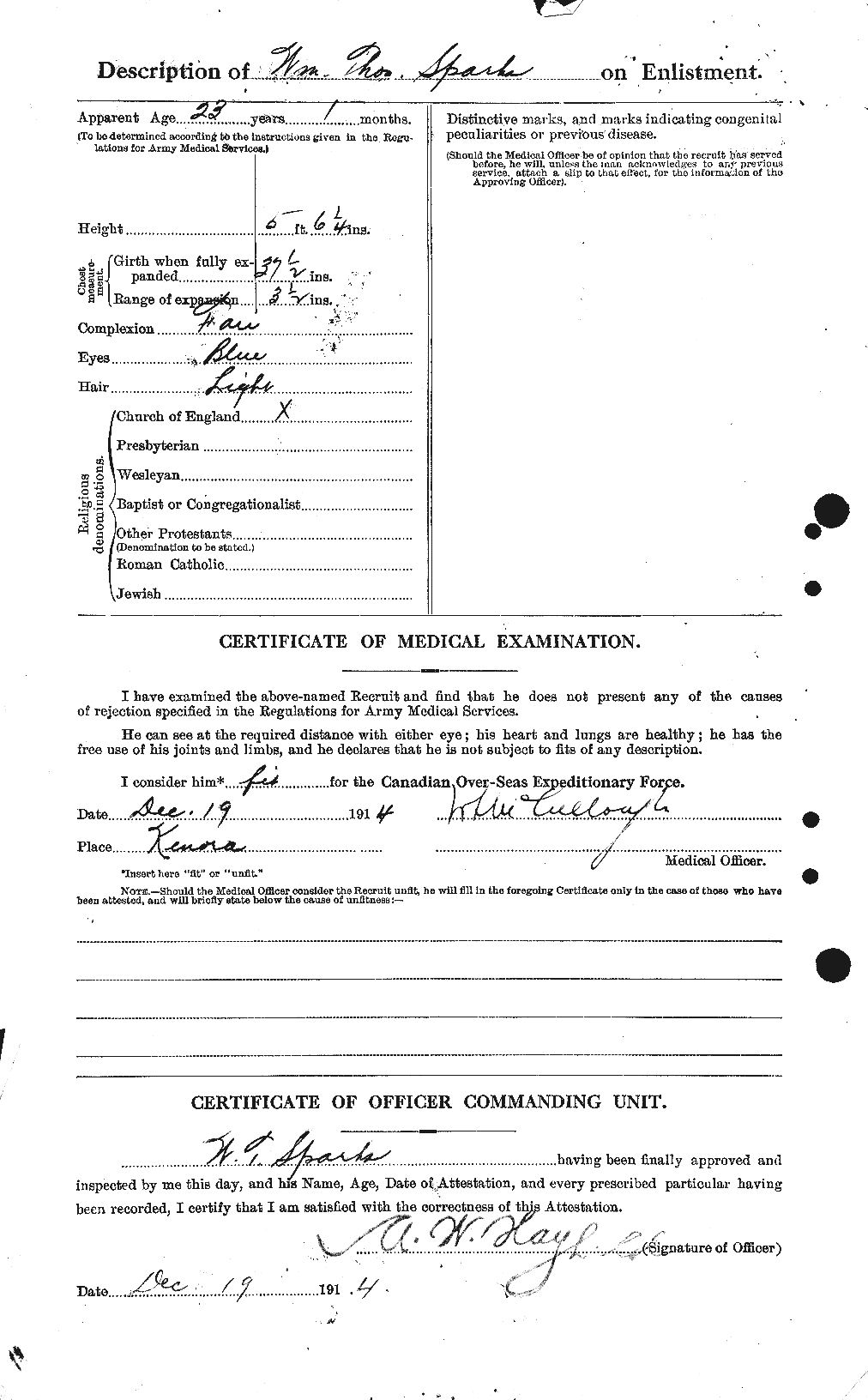 Dossiers du Personnel de la Première Guerre mondiale - CEC 622691b