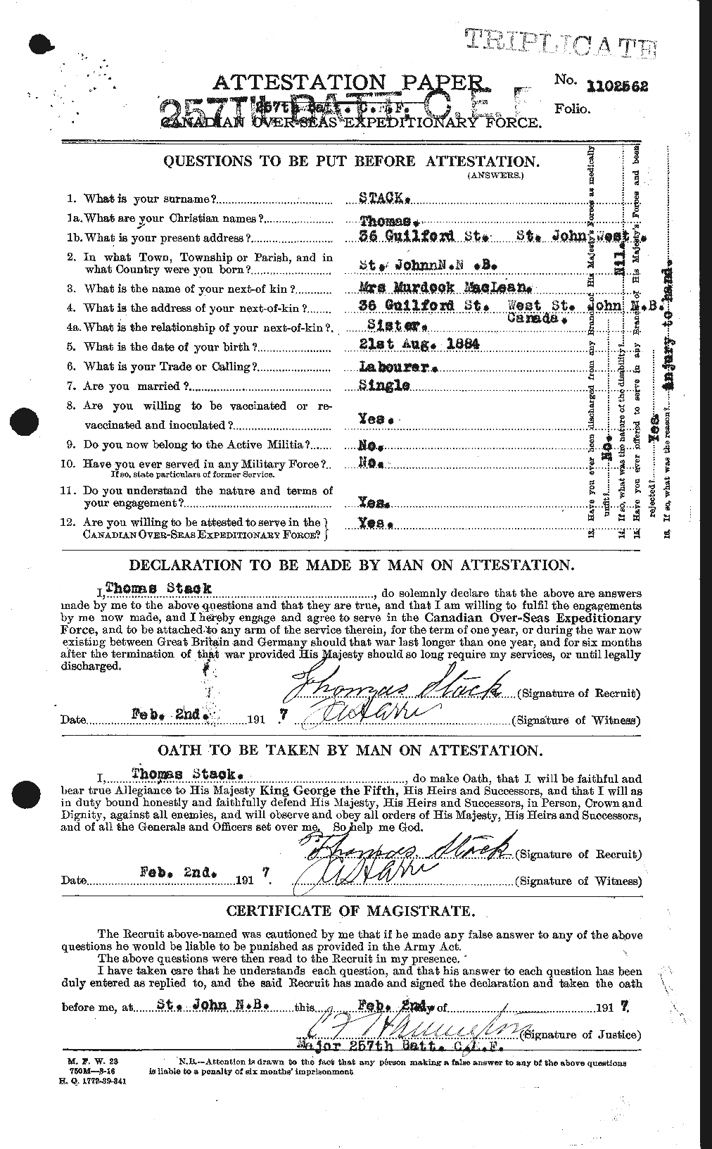 Personnel Records of the First World War - CEF 622797a