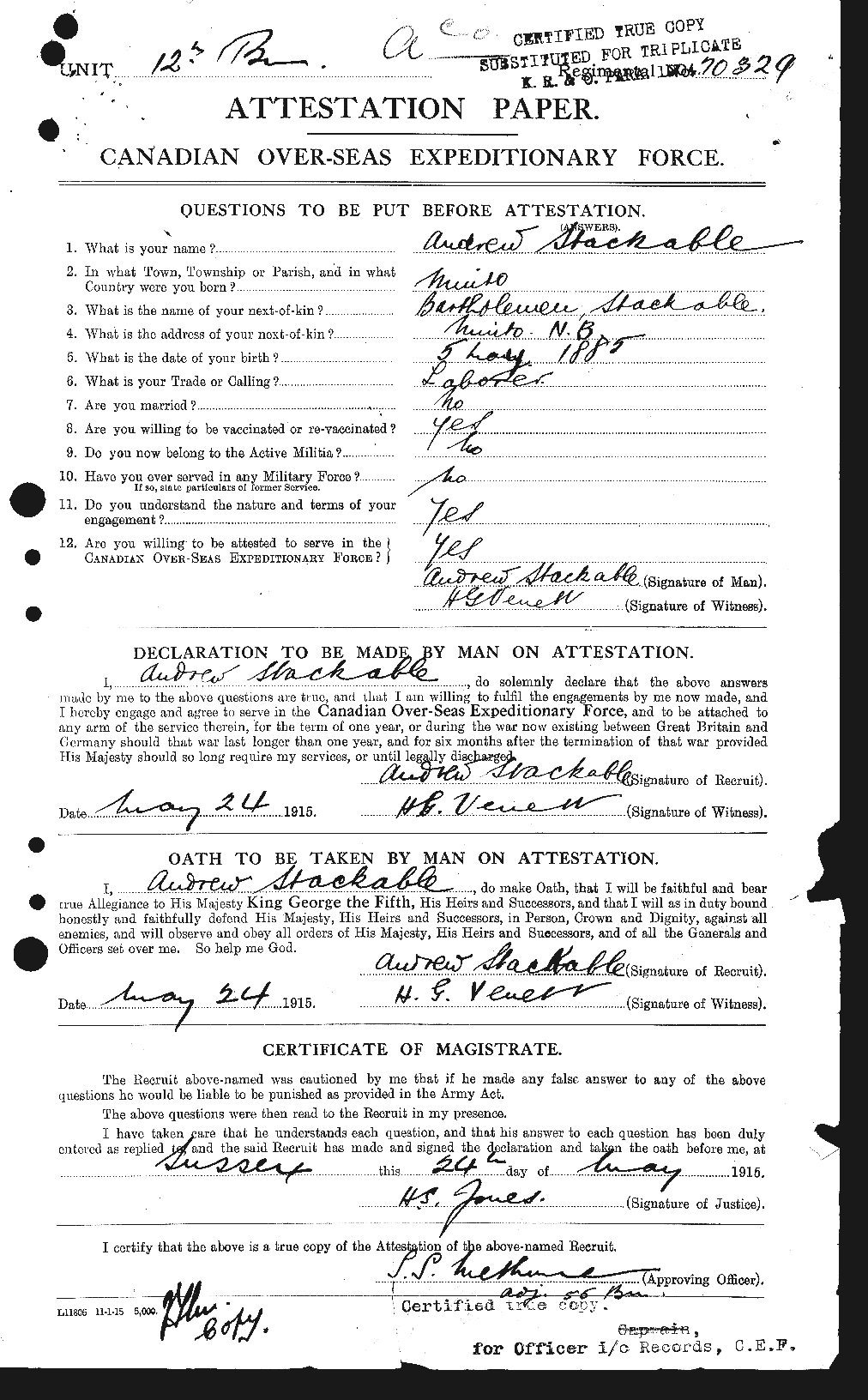 Personnel Records of the First World War - CEF 622801a