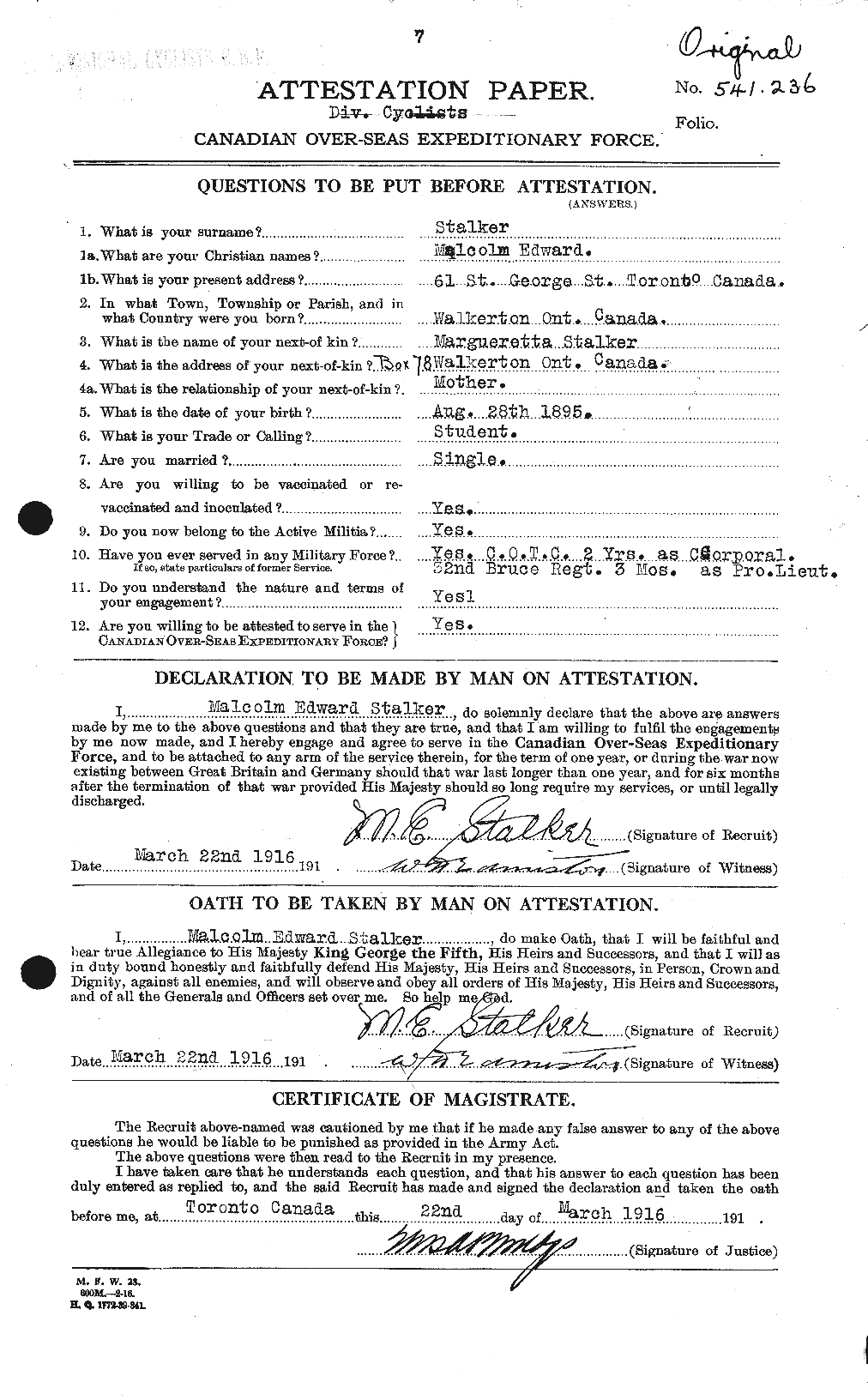 Personnel Records of the First World War - CEF 622834a