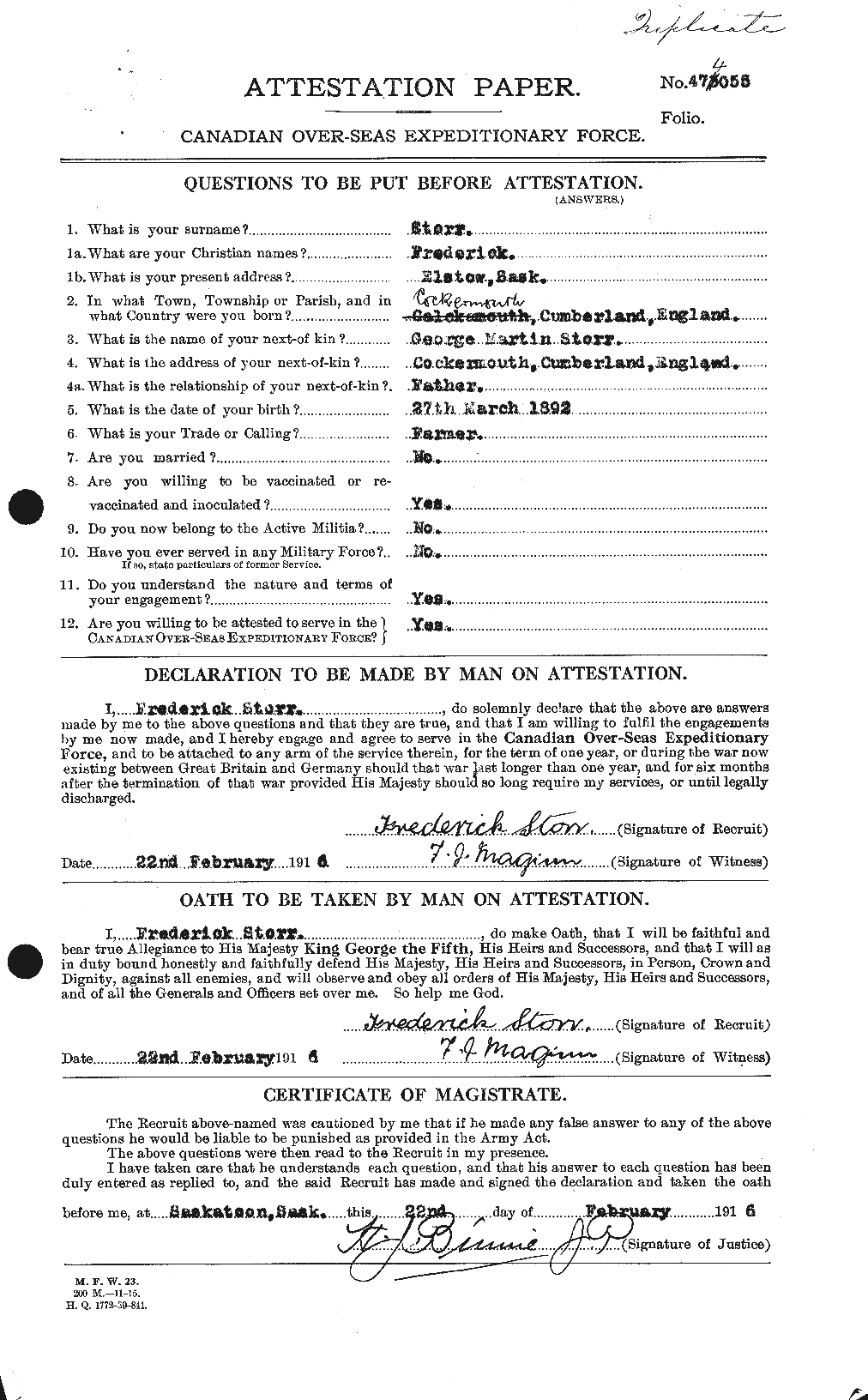 Personnel Records of the First World War - CEF 623006a