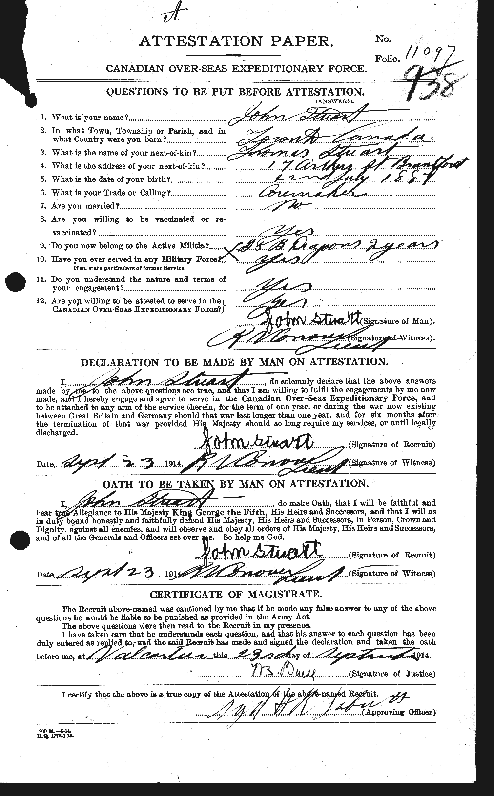 Personnel Records of the First World War - CEF 623138a