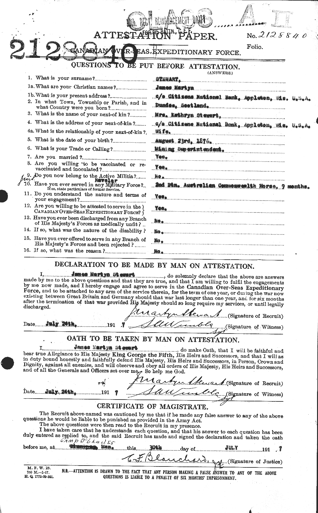 Personnel Records of the First World War - CEF 623511a
