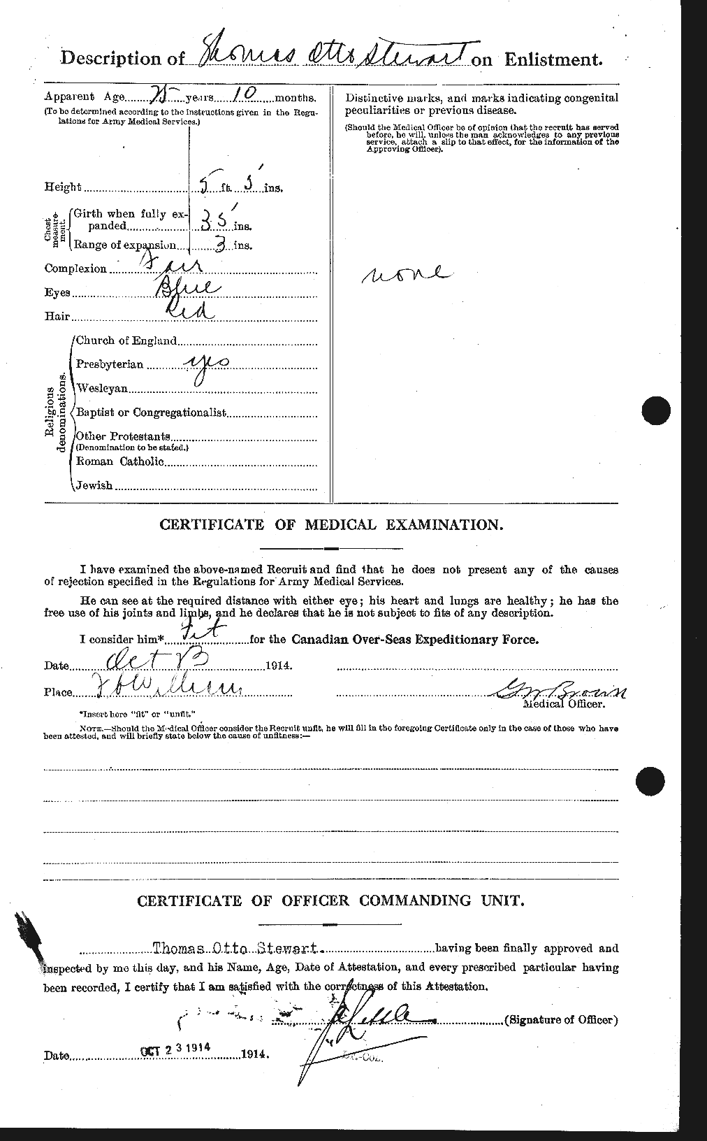 Dossiers du Personnel de la Première Guerre mondiale - CEC 624474b