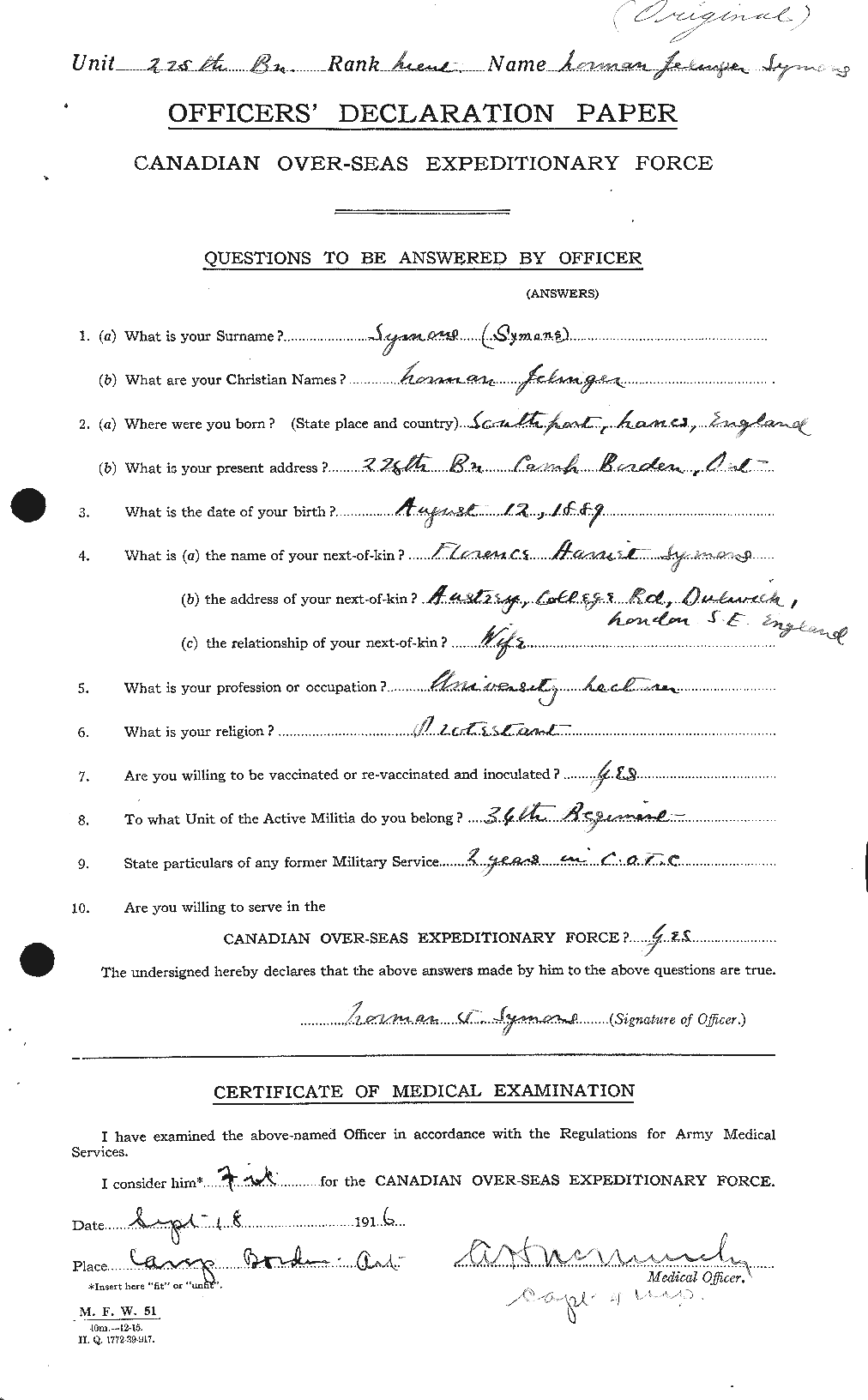Personnel Records of the First World War - CEF 624874a