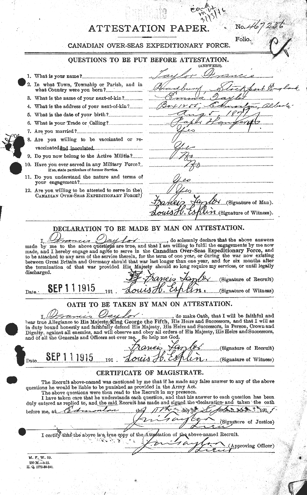 Personnel Records of the First World War - CEF 625673a