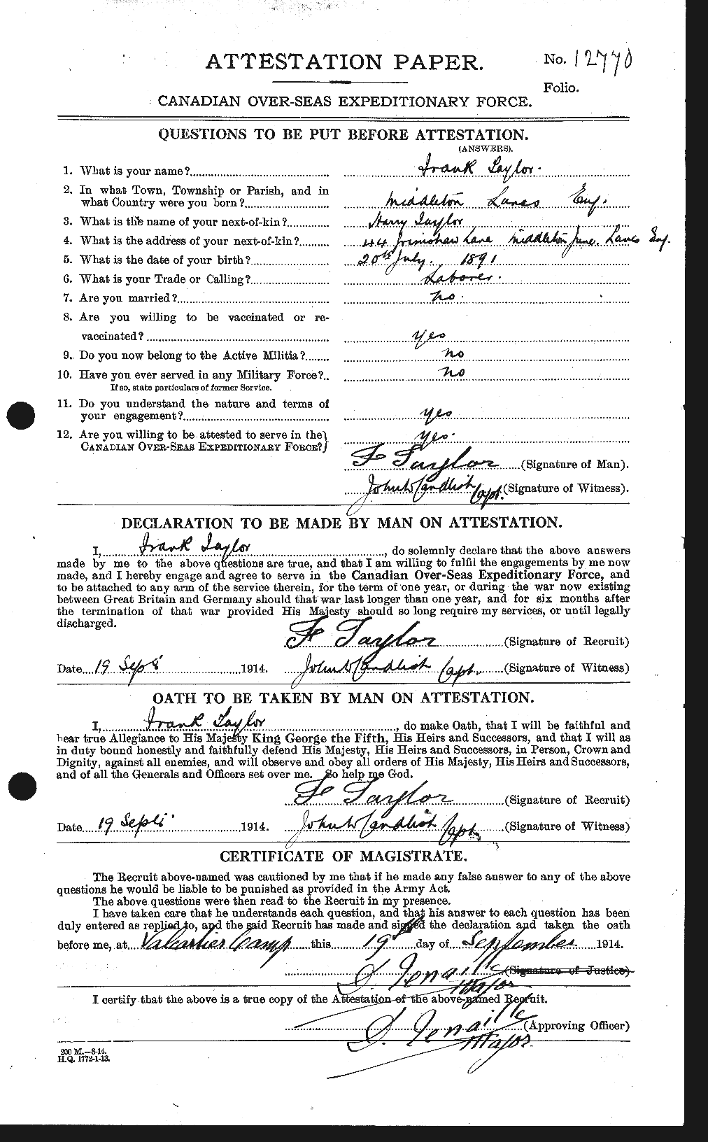 Personnel Records of the First World War - CEF 625699a