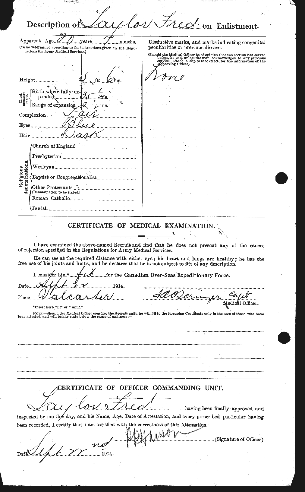 Dossiers du Personnel de la Première Guerre mondiale - CEC 625738b