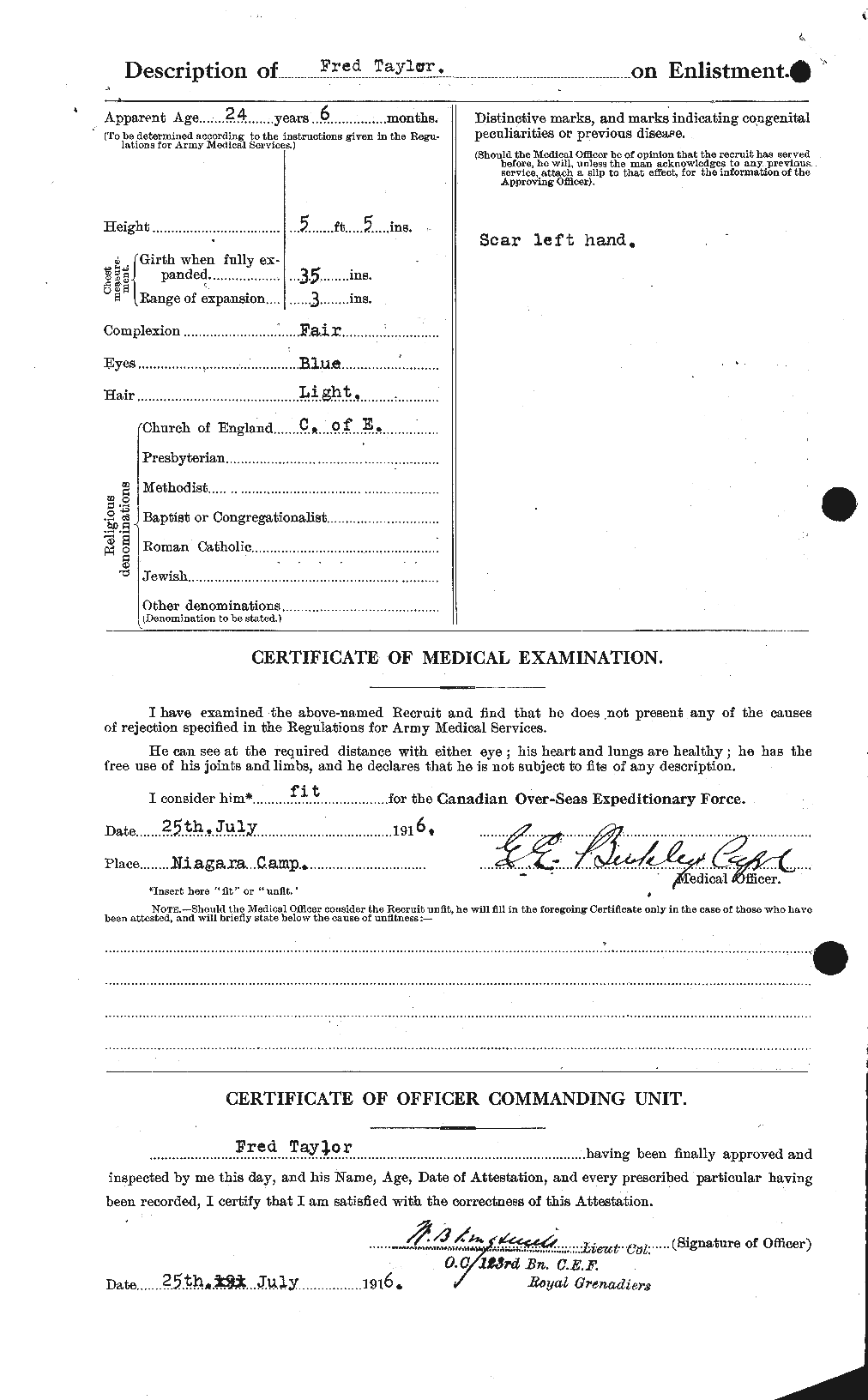 Dossiers du Personnel de la Première Guerre mondiale - CEC 625739b