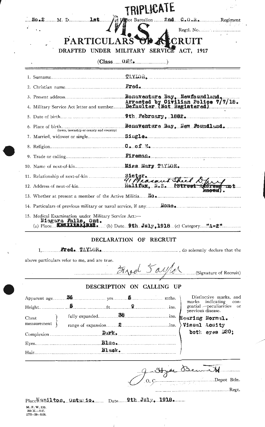Dossiers du Personnel de la Première Guerre mondiale - CEC 625742a