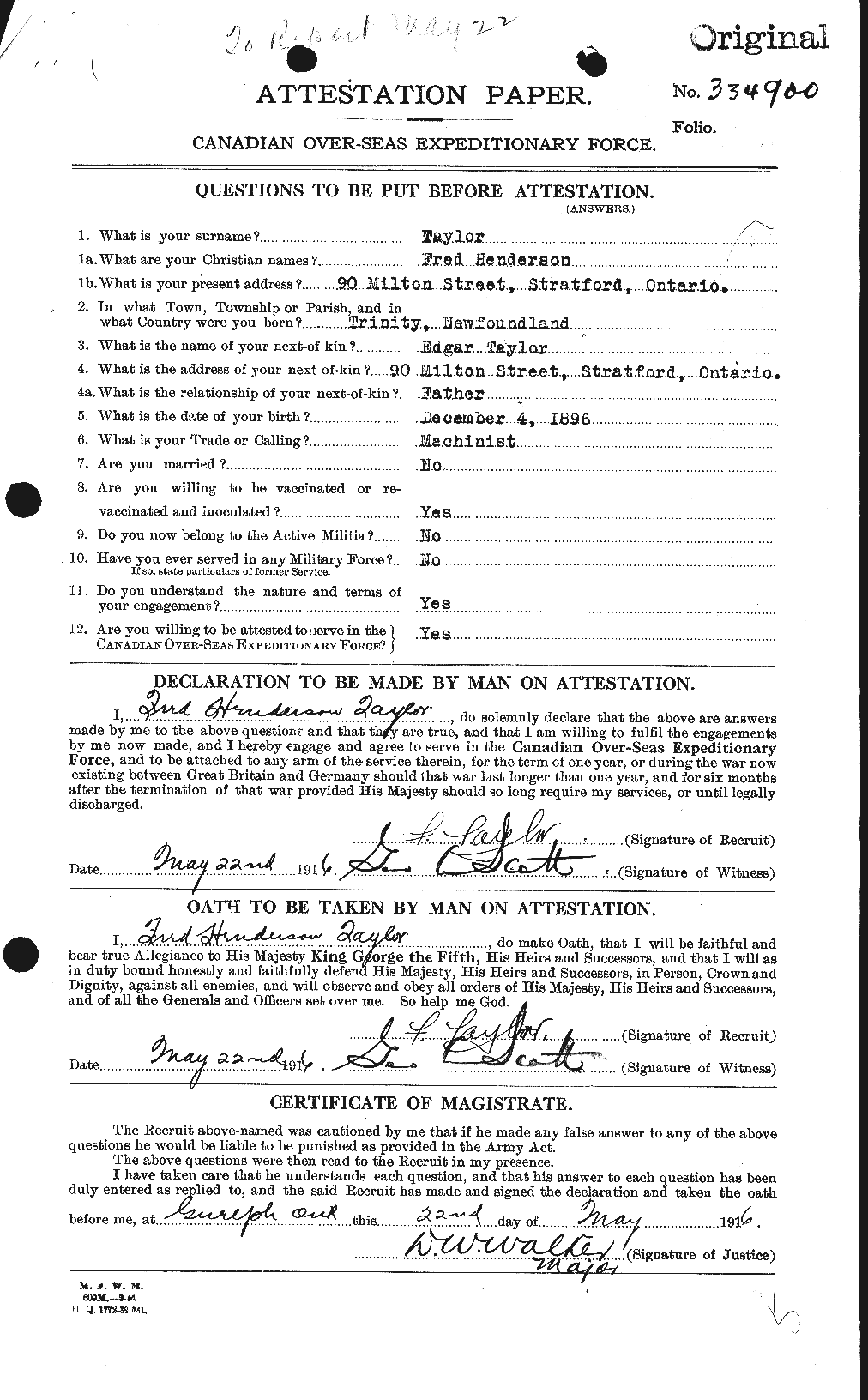 Personnel Records of the First World War - CEF 625753a
