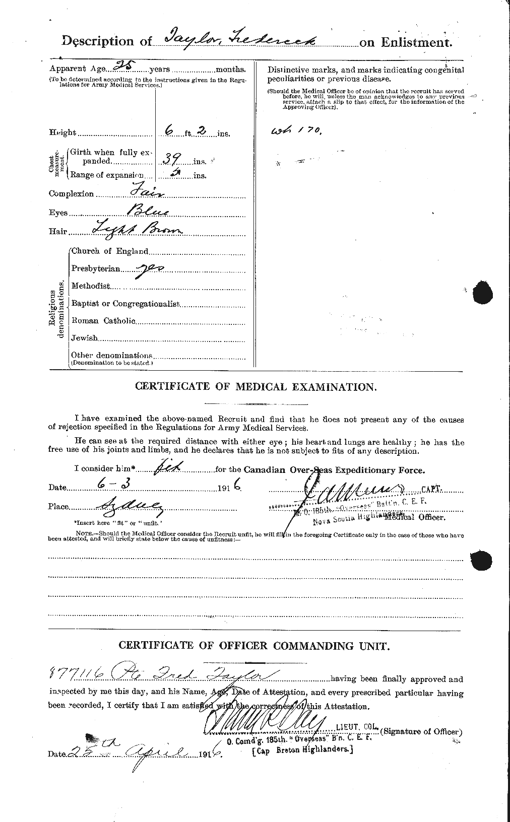 Dossiers du Personnel de la Première Guerre mondiale - CEC 625762b