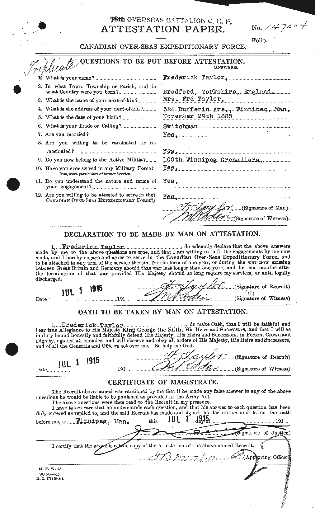 Personnel Records of the First World War - CEF 625780a