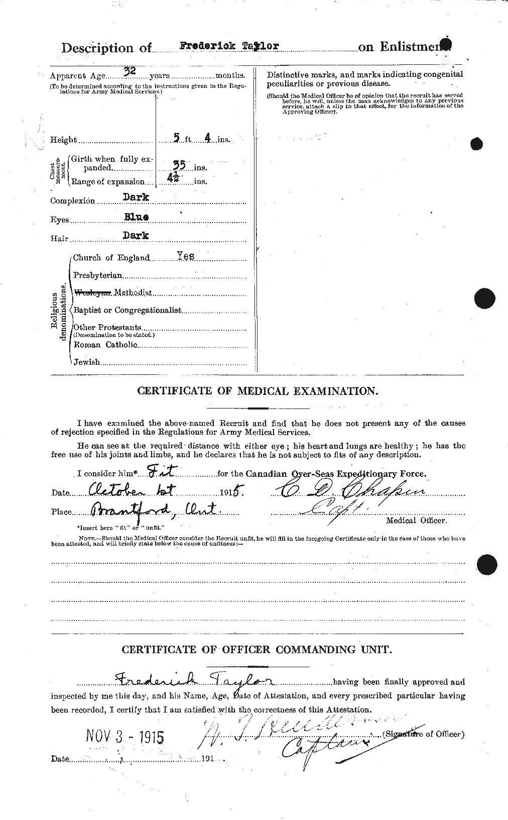 Dossiers du Personnel de la Première Guerre mondiale - CEC 625781b